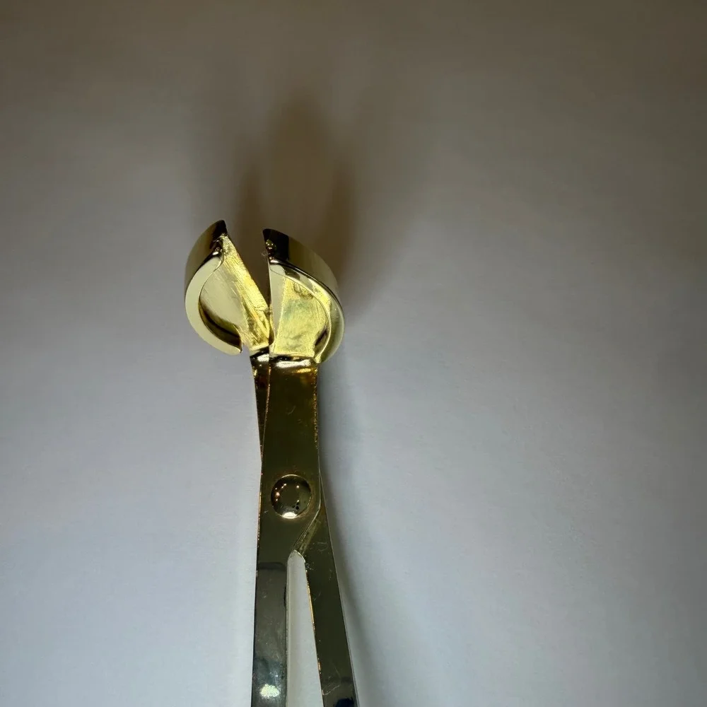 Voluspa Gold Tone Metal Candle Wick Trimmer Engraved Logo Polished Finish